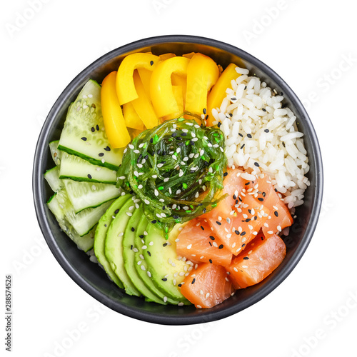 Hawaiian salmon poke bowl photo