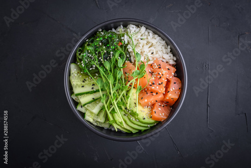 Hawaiian salmon poke bowl photo