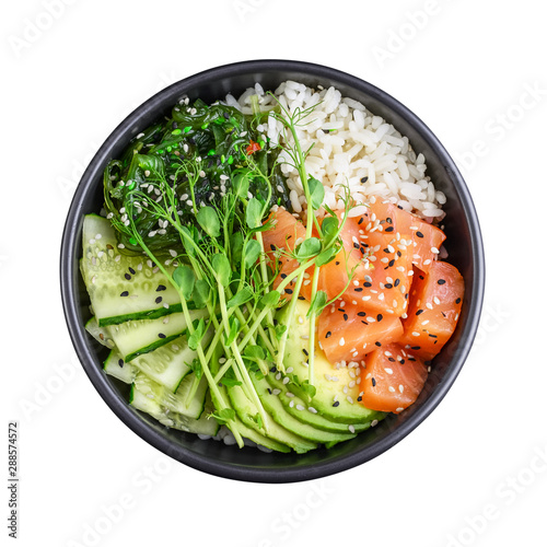 Hawaiian salmon poke bowl photo