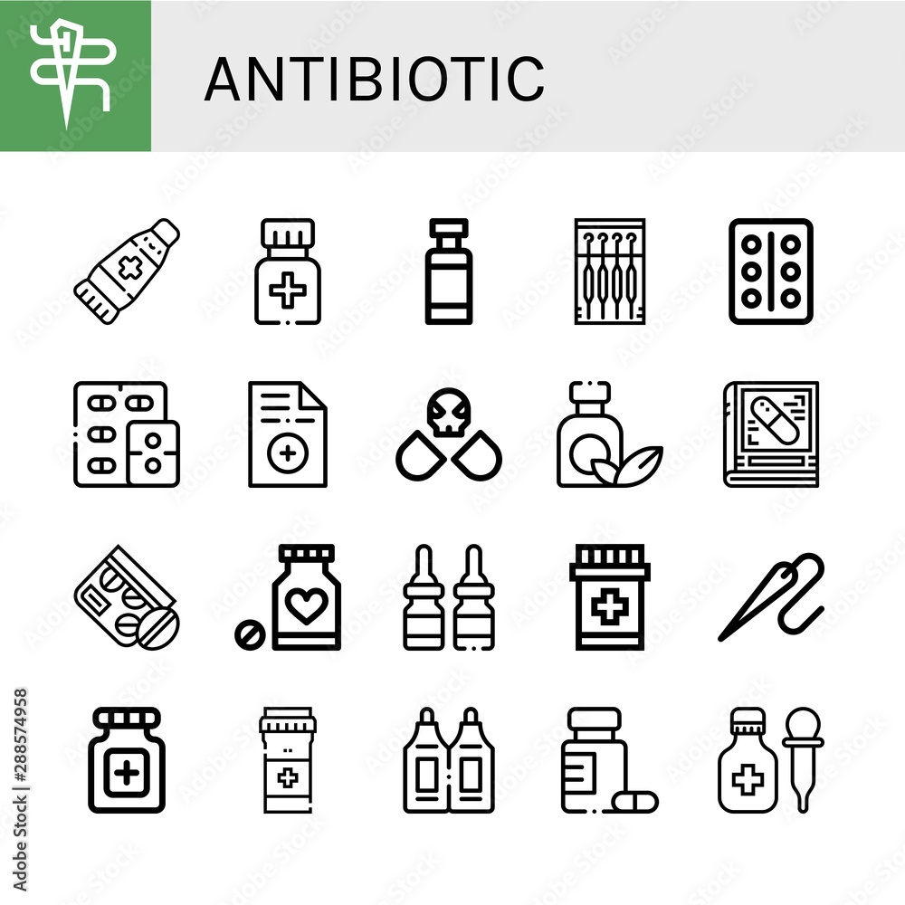 Set of antibiotic icons such as Needle, Ointment, Medicine, Drug container, Blister pack, Prescription, Drugs, Pharmacy, Pills, Suppositories , antibiotic Set of antibiotic icons such as Needle, Ointment, Medicine, Drug container, Blister pack, Prescription, Drugs, Pharmacy, Pills, Suppositories , antibiotic