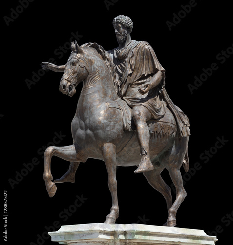  Marcus Aurelius statue in Capitoline Square (Rome, Italy), isolated on white