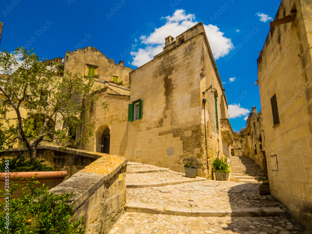 Picturesque street in Matera, Italy