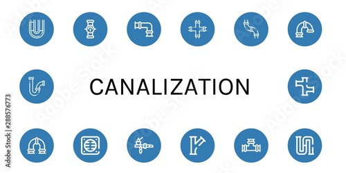 Set of canalization icons such as Pipe, Drain, Piping, Pipes , canalization