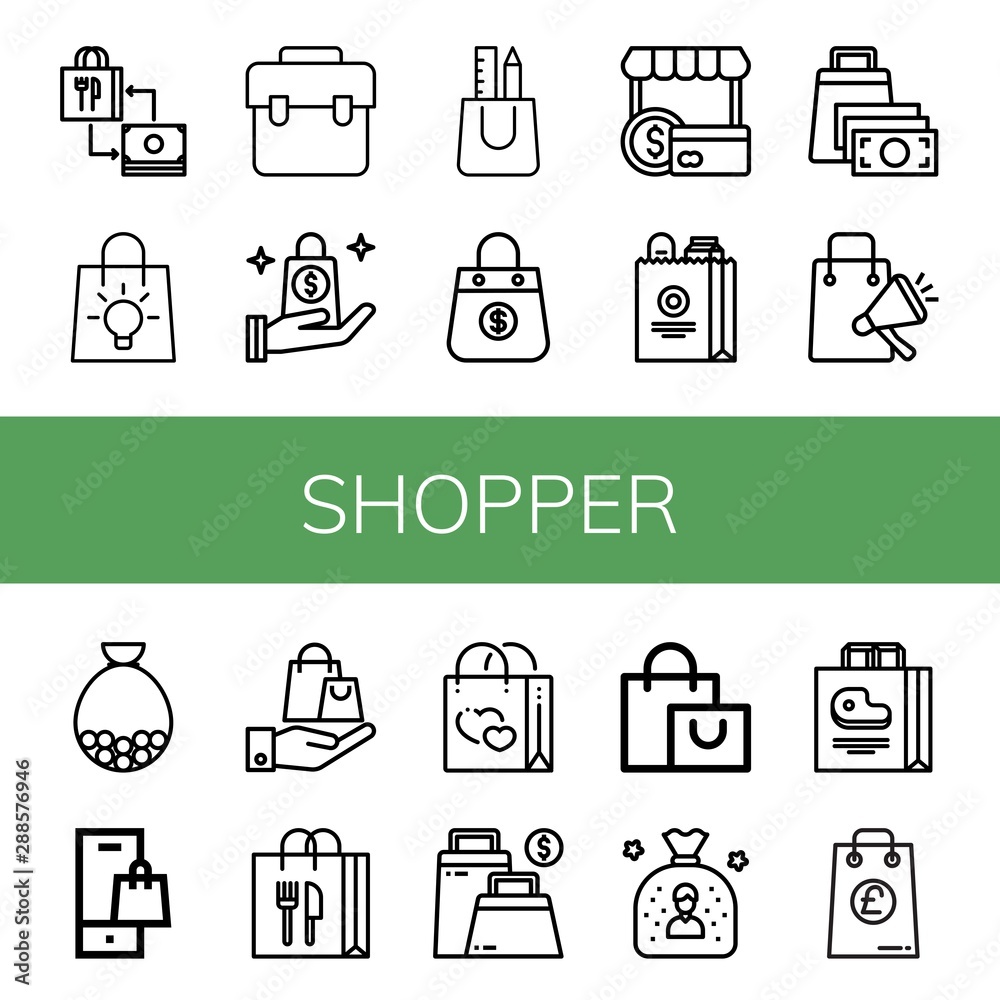 Set of shopper icons such as Shopping bag, Bag, Shopper , shopper Set of shopper icons such as Shopping bag, Bag, Shopper , shopper