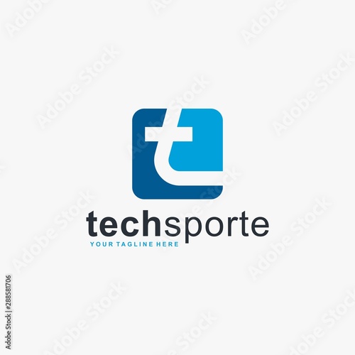 Letter T logo design vector. Monogram T in rectangle illustration symbol. Blue T type vector icon. Free Download Letter T logo design vector. Monogram T in rectangle illustration symbol. Blue T type vector icon. - GFXLoad