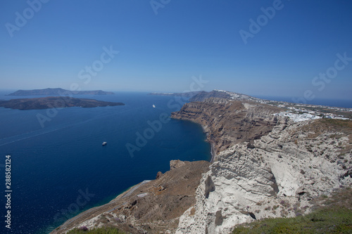 panoramic views of Thira, Santorini island, Cyclades, Greece