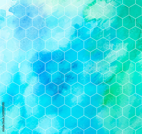 Watercolor hexagon vector pattern illustration