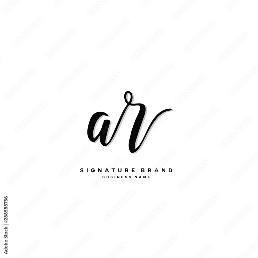 A R AR Initial letter handwriting and  signature logo concept design.