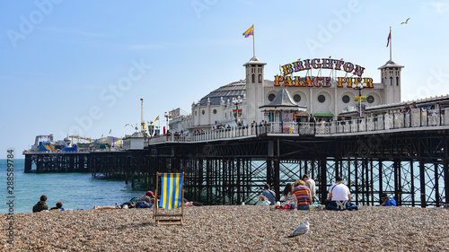 Brighton, UK - Aug 2, 2019: Brighton Palace Pier on a summers day photo