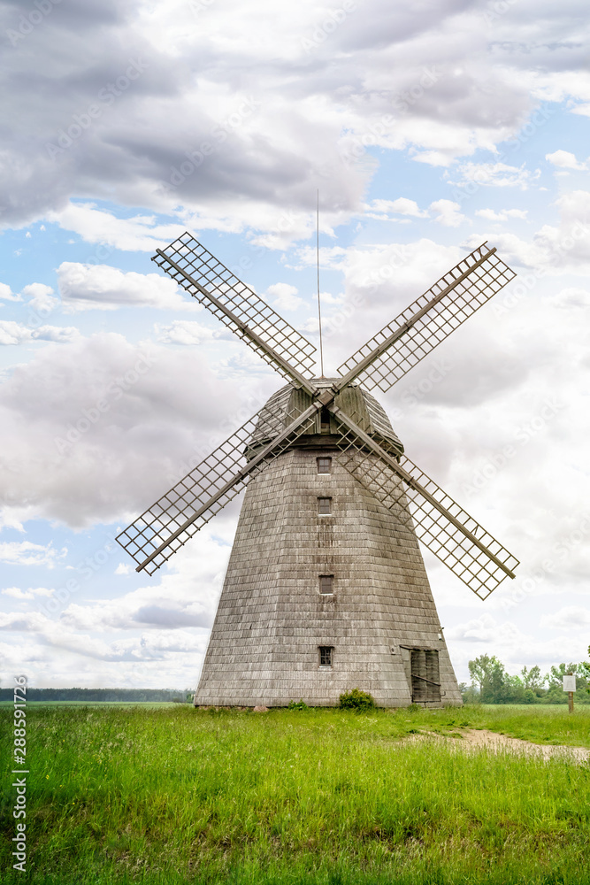 Ancient wooden windmill in Lazdininkai