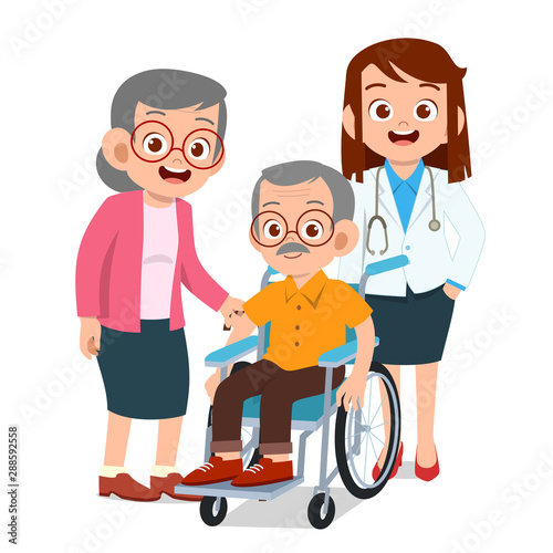 happy kids with grandparent illustration