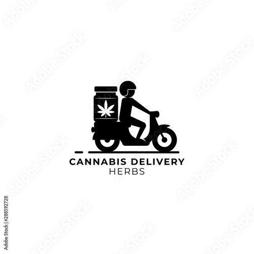 herbal marijuana delivery service logo vector icon ilustration