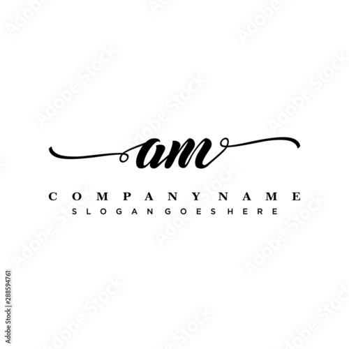 letter AM handwritting logo, handwritten font for business photo