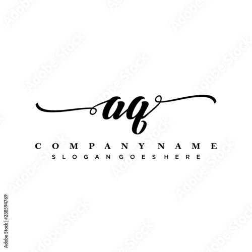 letter AQ handwritting logo, handwritten font for business