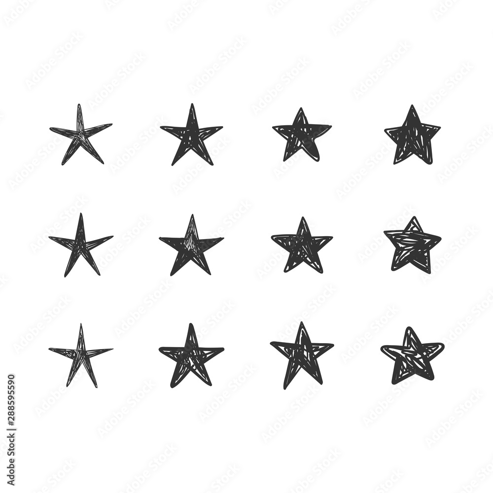 Star doodles collection. Set of hand drawn stars. Ink cartoon illustrations. Star doodles collection. Set of hand drawn stars. Ink cartoon illustrations.