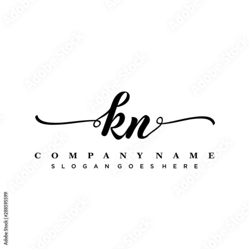 letter KN handwritting logo, handwritten font for business