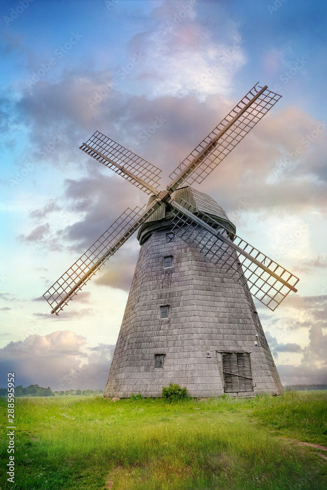 Ancient wooden windmill in Lazdininkai