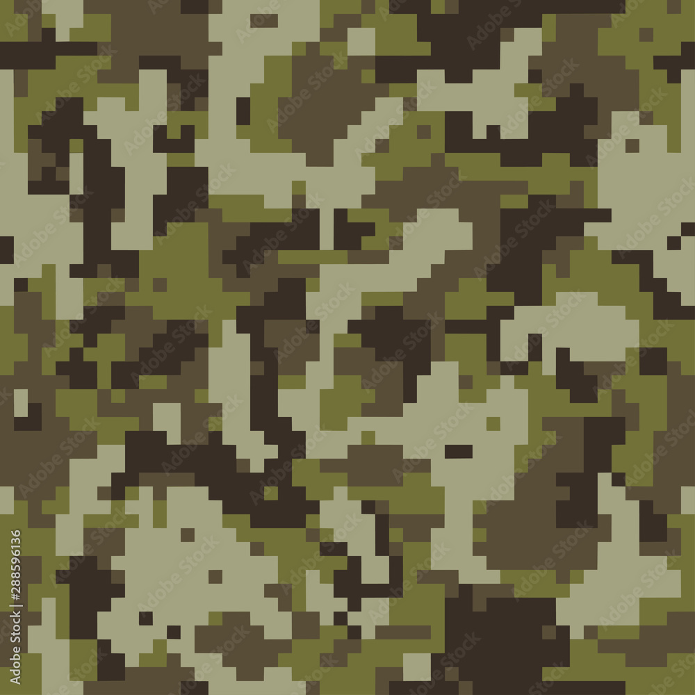 Vecteur Stock Digital camo. Seamless camouflage pattern. Military modern  texture. Green and black forest colors. Vector fabric, textile print |  Adobe Stock