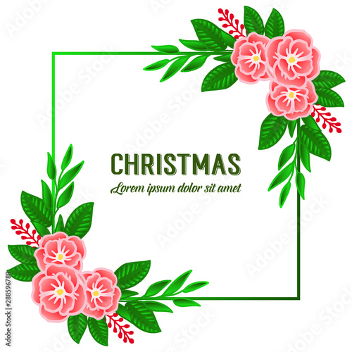 Design greeting card merry christmas, space for text, with texture of rose wreath frame. Vector