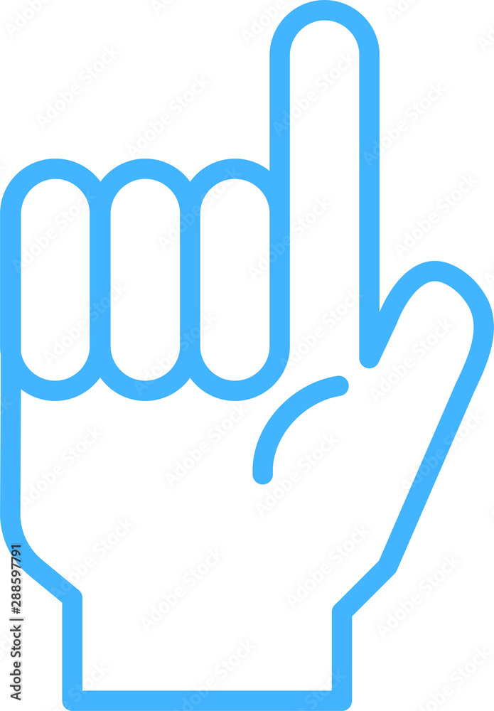 Blue Illustration of a hand sign Blue Illustration of a hand sign