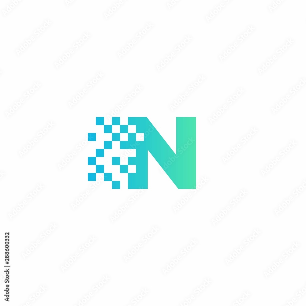 N Letter pixel logo design modern template N Letter pixel logo design modern template