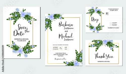 Wedding invitation template with beautiful flower decoration