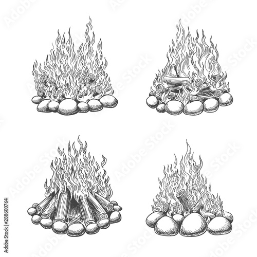 Traveller camping fireplace sketch
