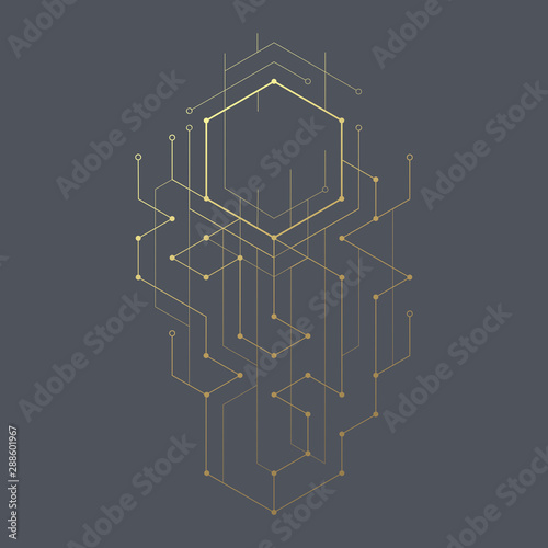 Abstract geometric lines. Connection and social network. Concept with lines and dots. Minimalistic Design.