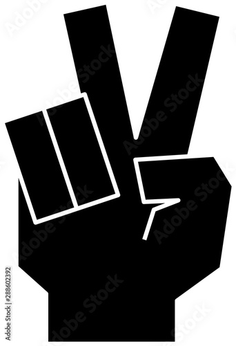 Black Illustration of a Squared hand sign