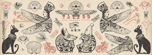 Ancient Egypt collection. Old school tattoo