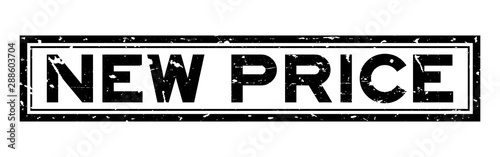 Grunge black new price word square rubber seal stamp on white background