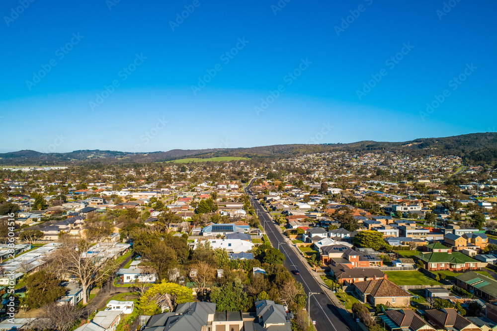 Residential area of Dromana on Mornington Peninsula, Australia - aerial view