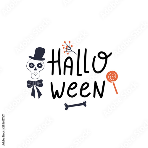 Halloween postcard. Hand drawn vector illustration.