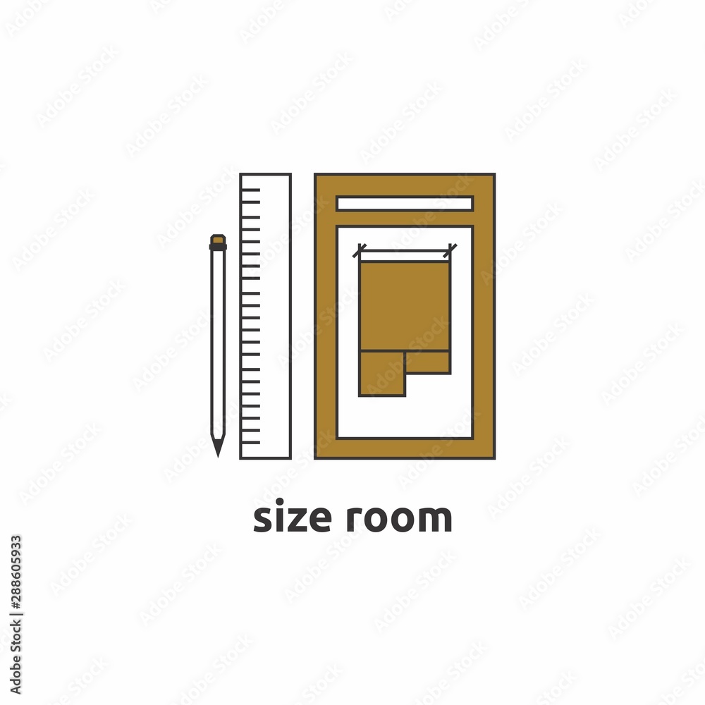 Icon denoting the layout of the house. The icon shows a pen, a ruler and a sheet of paper with a plan. Minimalistic icon with a minimum number of colors and lines Icon denoting the layout of the house. The icon shows a pen, a ruler and a sheet of paper with a plan. Minimalistic icon with a minimum number of colors and lines