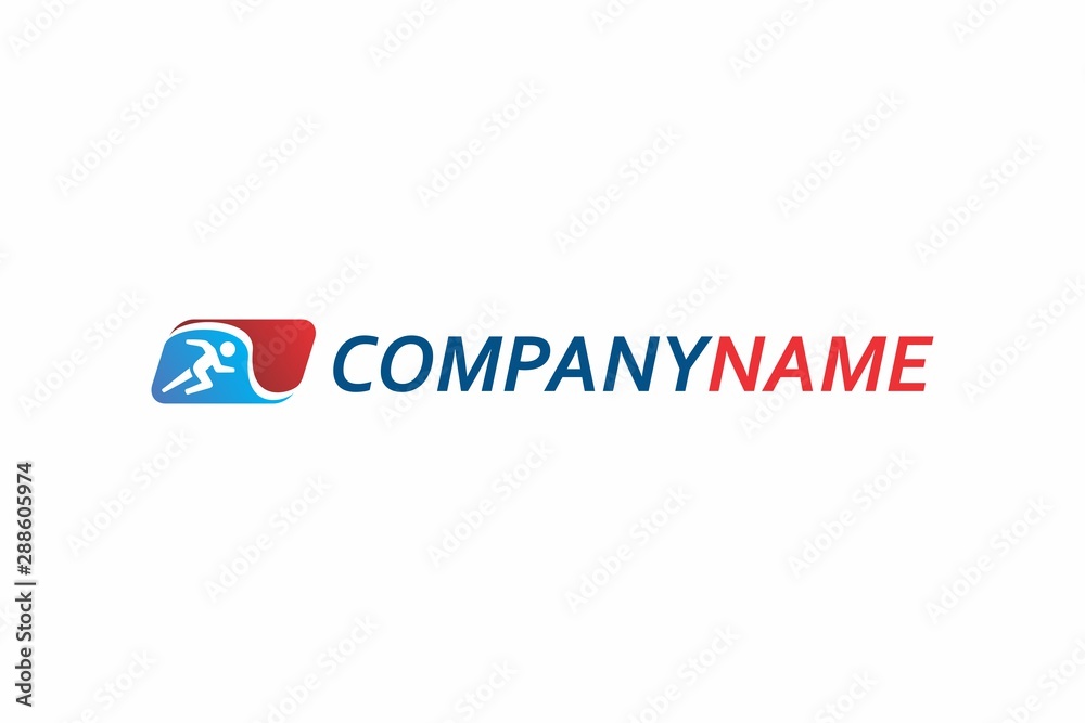 Logo template sports theme. Logo with the image of a man in motion. Logo template sports theme. Logo with the image of a man in motion.