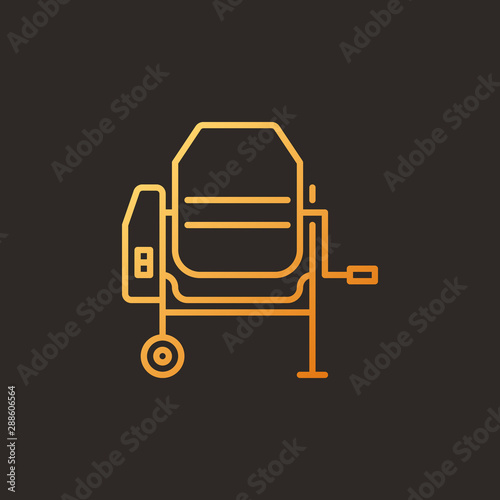 Cement Mixer vector concept colored outline icon on dark background