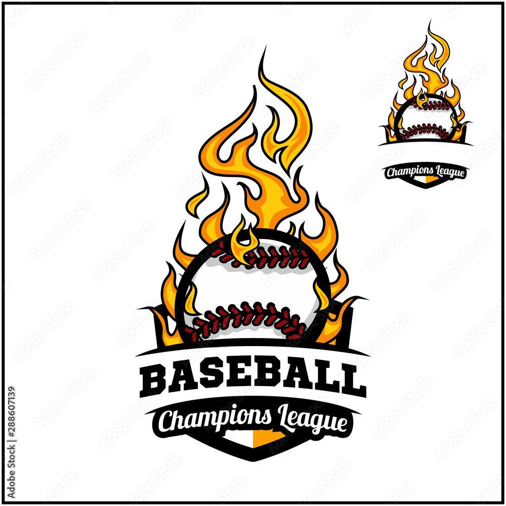 Baseball ball flame badge vector Baseball ball flame badge vector