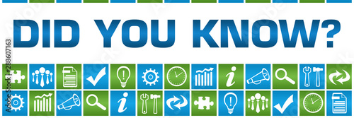 Did You Know Green Blue Box Grid Business Symbols 