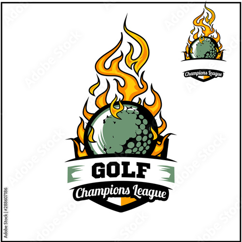 Golf ball flame badge vector