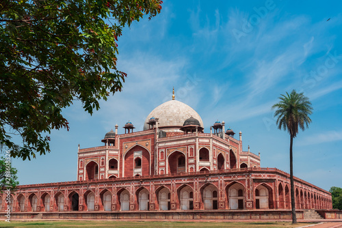 The Humayun's Tomb an iconic tourist destination in India. with blue sky background.