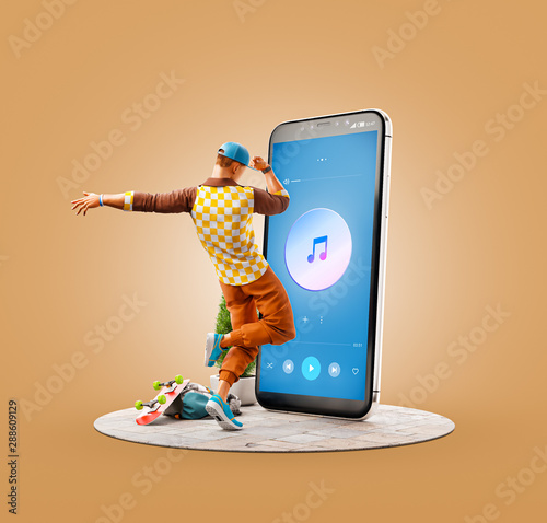 Unusual 3d illustration smart phone application