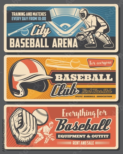 Baseball equipment shop, player and field
