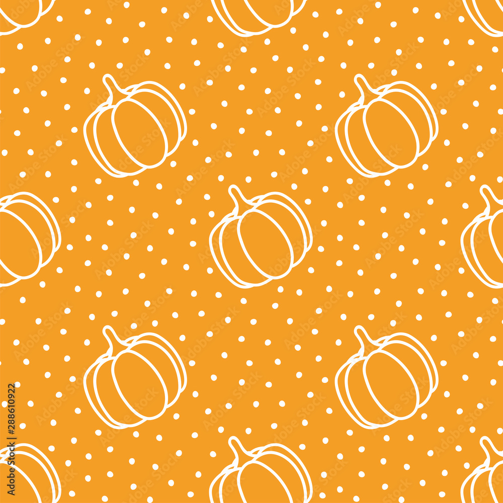 Orange seamless pattern with pumpkins