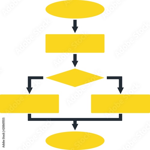 Flowchart flat vector icon. Colored flowchart gray, black pictogram variants. Flat icon style for graphic