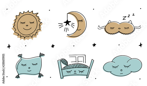Magic illustration with hand lettering and doodles icon.
