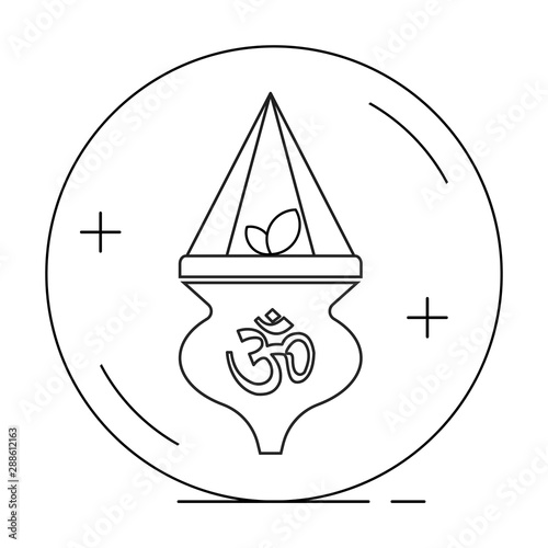 Ayurvedic massage or shirodhara icon. Isolated on white background. Thin line. 