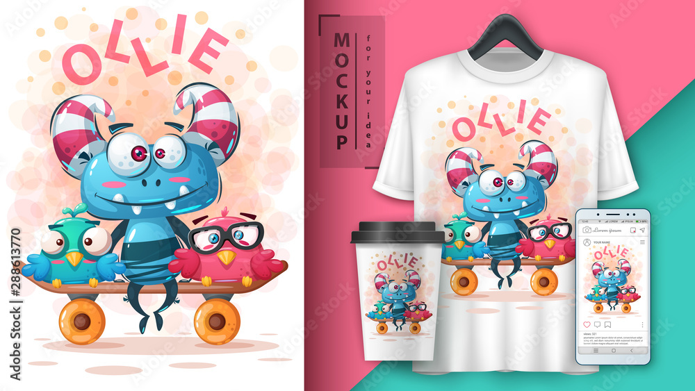 Set monster friends - mockup for your idea Set monster friends - mockup for your idea