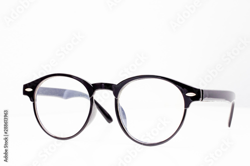 Vintage retro black of glasses for reading and looking isolated on white background