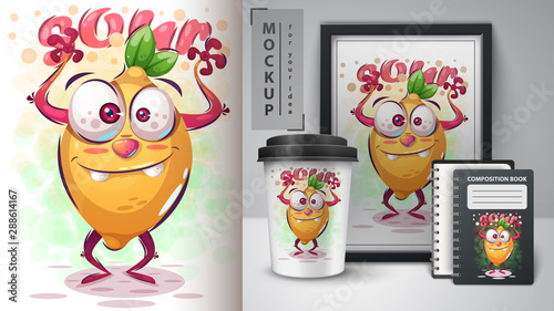 Crazy lemon poster and merchandising