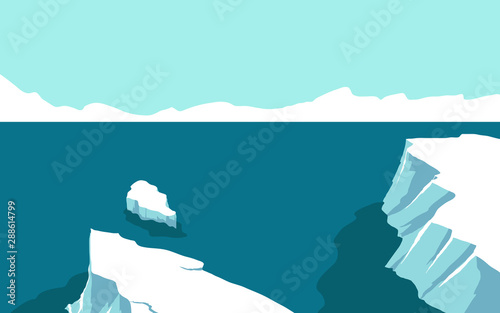 big, environment, glacier, antarctic, deep, cartoon, nature, climate, ray, water, blue, huge, ocean, light, background, underwater, illustration, under, glow, landscape, vector, polar, iceberg, sea, i